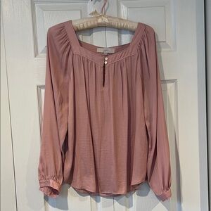 LOFT Dusty Rose Long-Sleeve Peasant Top